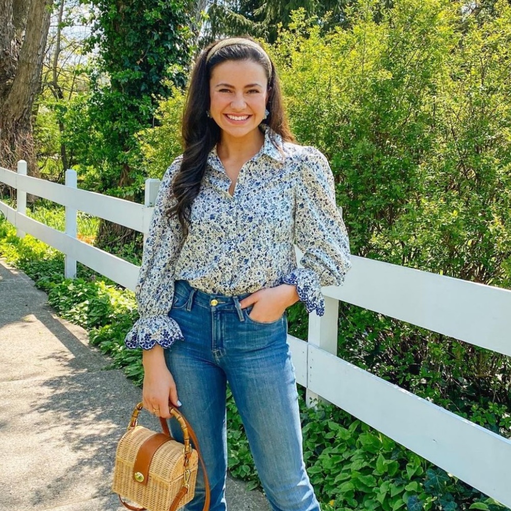 Floral Puff Sleeve Top XS